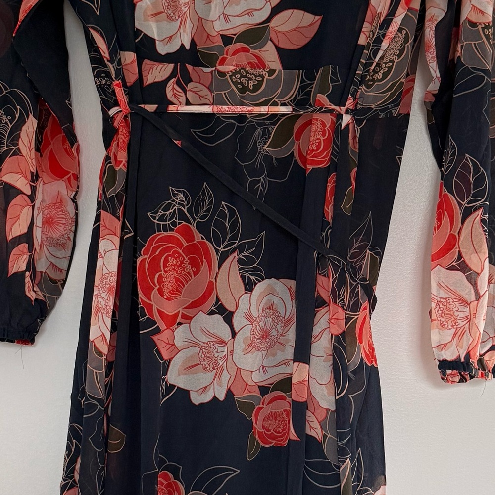 City Chic Kataleya Long Sleeve Chiffon Maxi Wrap Dress - Picture 8 of 9